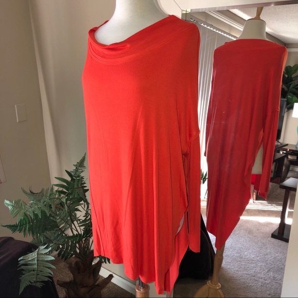 Free People Tops - NWOT Free People Bright Orange Asymmetrical Top